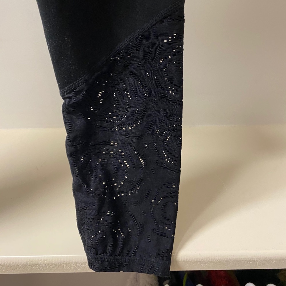 Black Fabletic Leggings -With Flower Details